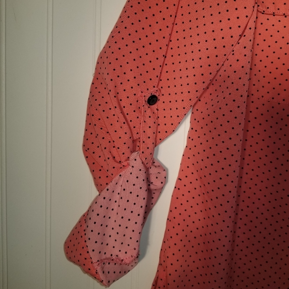 NWOT Studio Works PL Peach/Black LS blouse - Picture 2 of 9